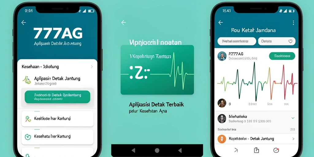 Tampilan aplikasi 777AG menunjukkan fungsi pemantauan detak jantung yang intuitif.