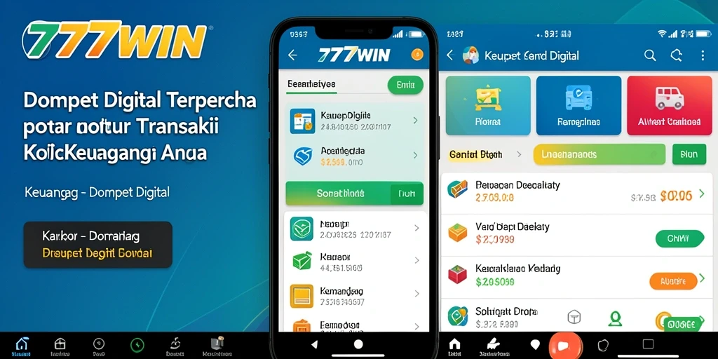 Tampilan antarmuka pengguna aplikasi Dompet Digital yang modern dan fungsional.