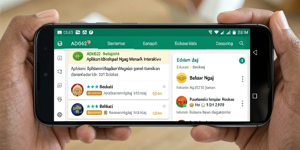 Tampilan antarmuka ADG62 yang sederhana dan menarik untuk belajar ngaji.