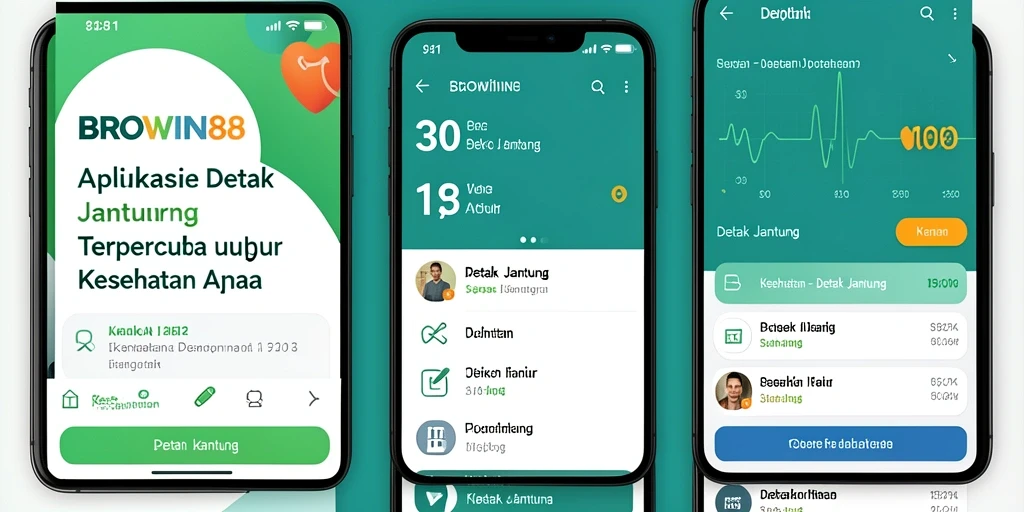 Tampilan antarmuka utama BROWIN88 yang menampilkan detak jantung.
