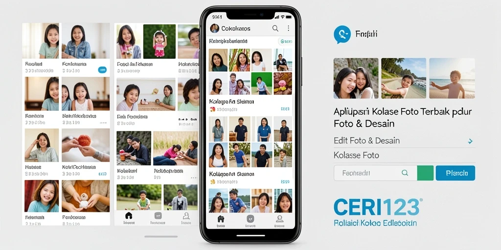 Screenshot aplikasi CERI123 menampilkan fitur kolase foto yang menarik dan fungsional.
