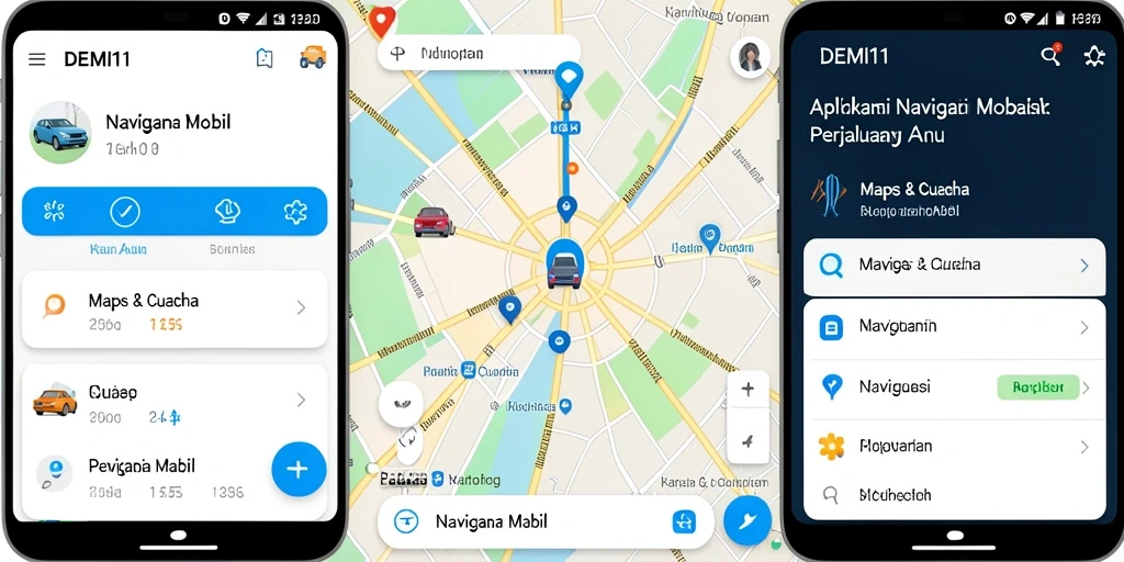 Antarmuka pengguna DEMI11 dengan fitur Navigasi Mobil yang canggih.