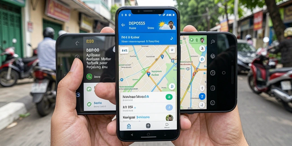 Antarmuka DEPO555 yang intuitif dan informatif untuk navigasi motor.
