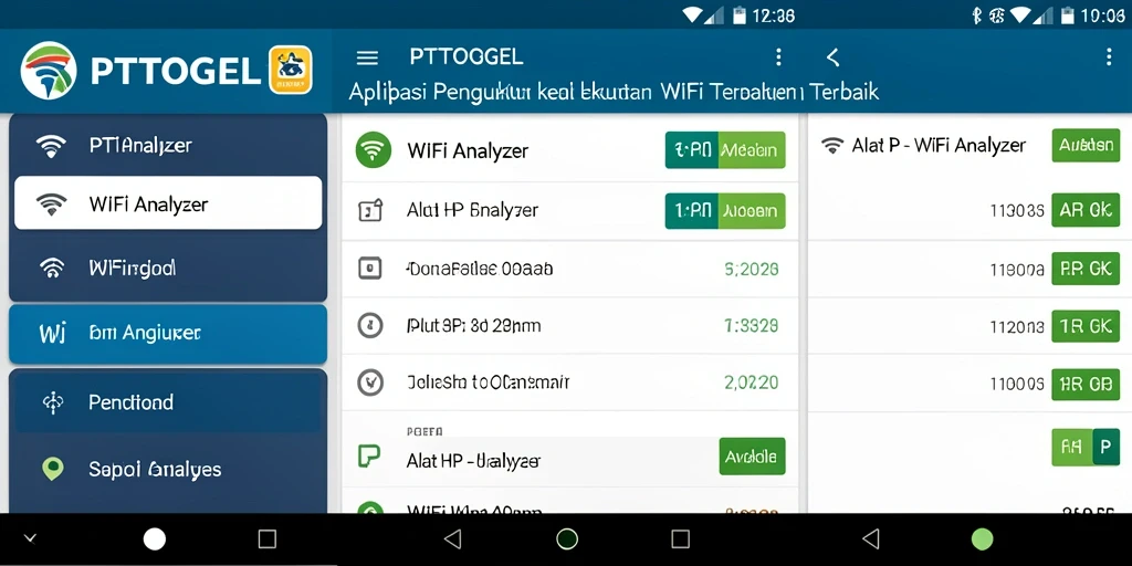 Tampilan antarmuka utama PTTOGEL menampilkan jaringan WiFi dan kekuatan sinyalnya.