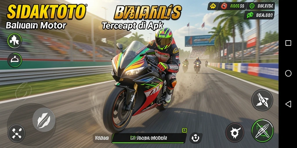 Tampilan antarmuka utama game Balap Motor SIDAKTOTO.