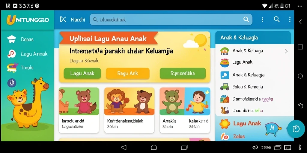 Tampilan antarmuka UNTUNGGO yang ceria dan menarik untuk anak-anak.