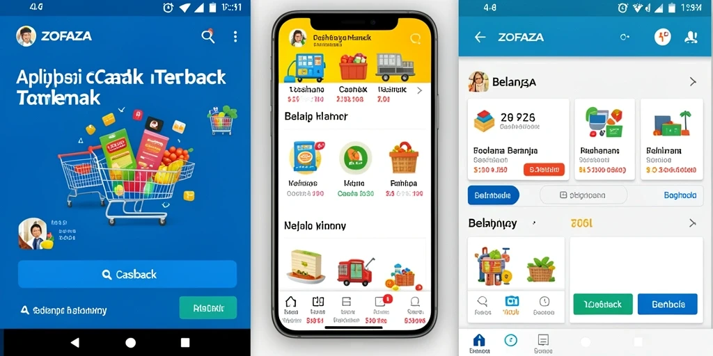Tampilan antarmuka aplikasi ZOFAZA dengan fitur Cashback yang menarik.